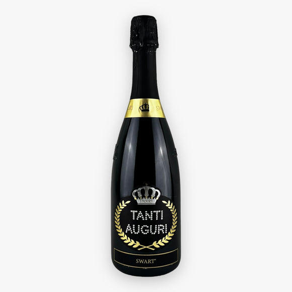 Bottiglia Tanti Auguri - Spumante 0,75L con Scritta in Cristalli - Swart Italia