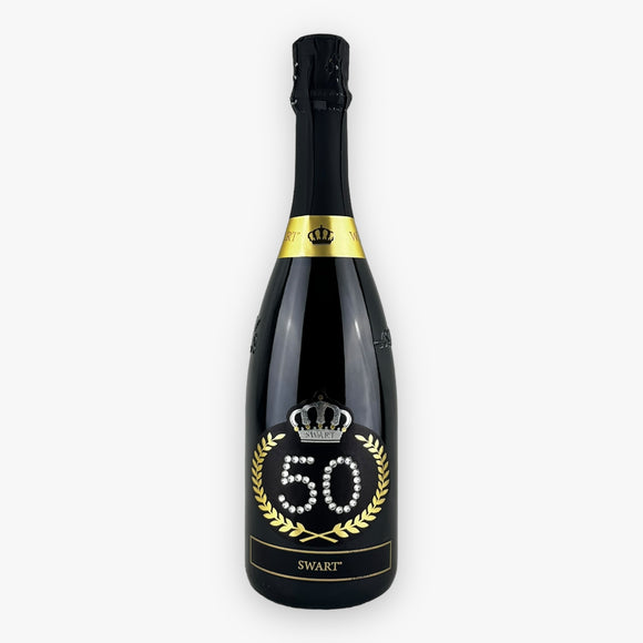 Bottiglia Compleanno 50 - Spumante 0,75L con Scritta in Cristalli - Swart Italia