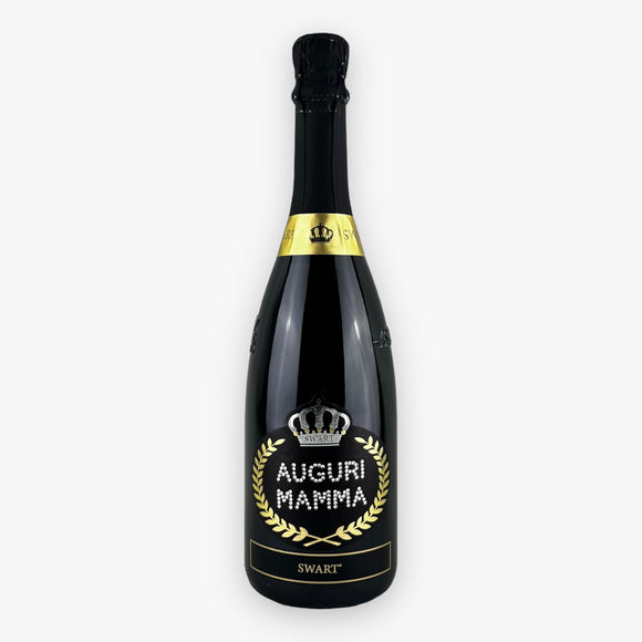 Bottiglia Auguri Mamma - Spumante 0,75L con Scritta in Cristalli - Swart Italia