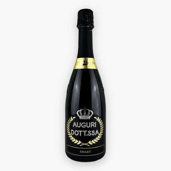 Bottiglia Laurea Dott.ssa - Spumante 0,75L con Scritta in Cristalli - Swart Italia