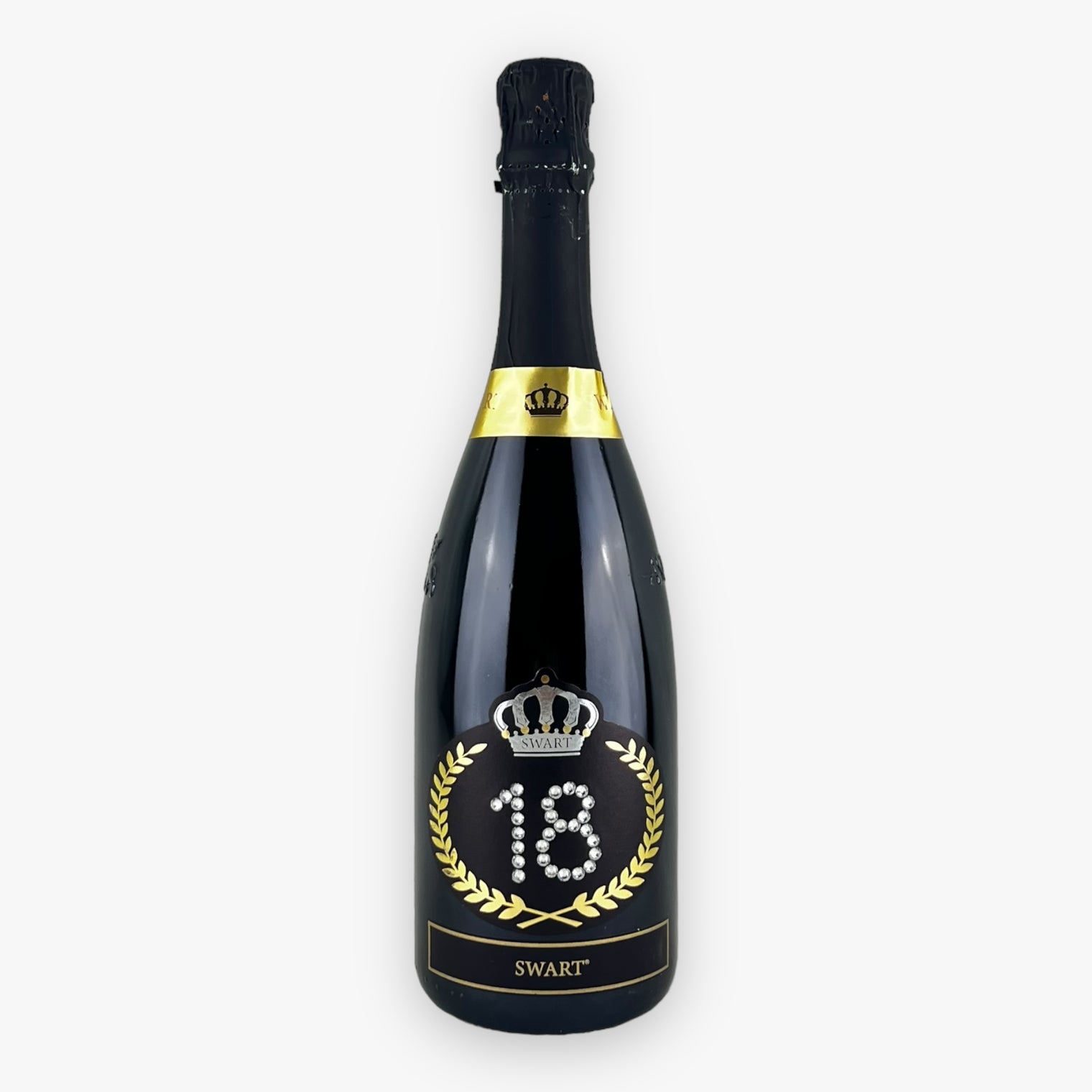 Bottiglia Compleanno 18 - Spumante 0,75L con Scritta in Cristalli - Swart Italia