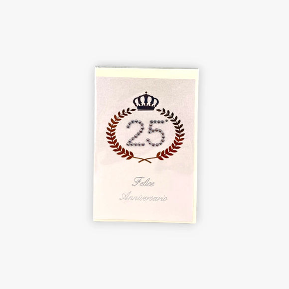Biglietto Auguri Con Cristalli | Felice Anniversario 25 Swart - Swart Italia