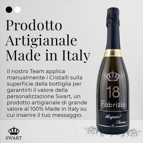 Bottiglia Personalizzata Compleanno con Nome, Età e Dedica | Diamond Black Swart - Swart Italia