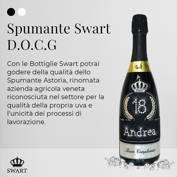 COMPLEANNO (BLACK) - Personalizza Nome, Età & Dedica per il Festeggiato - Swart Italia